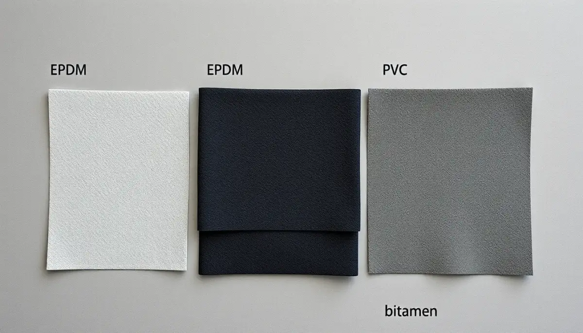Échantillons de membranes EPDM, PVC et bitume pour comparaison