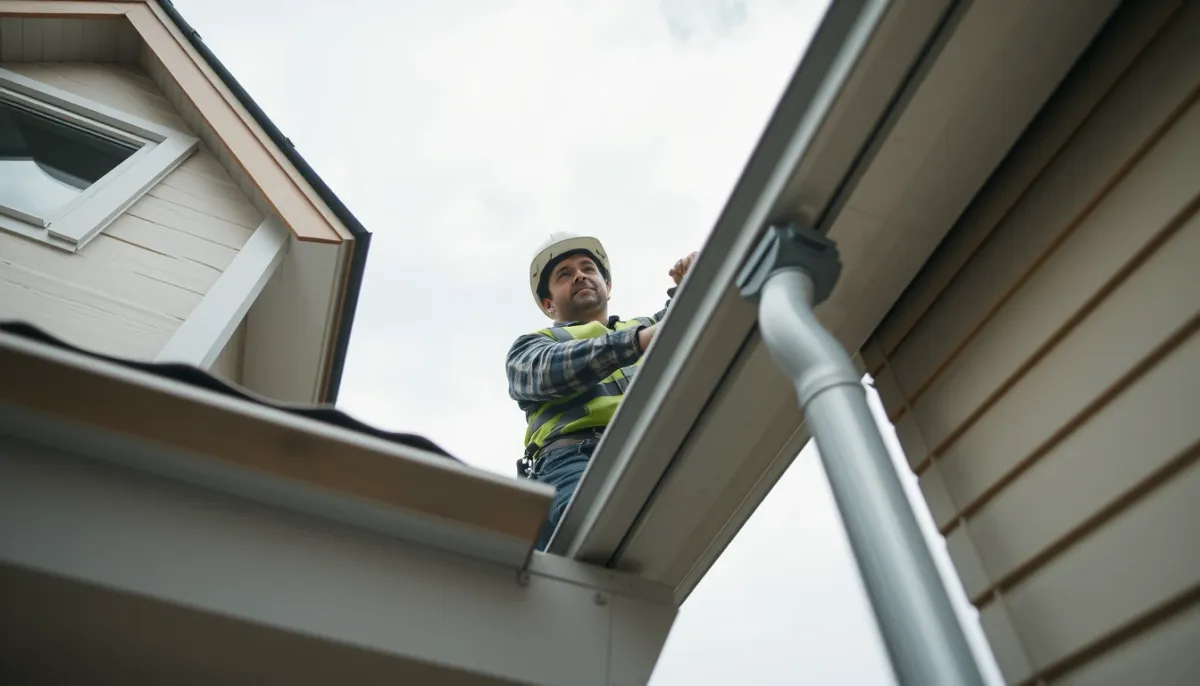 Pose d'une gouttière en zinc sur une toiture bruxelloise