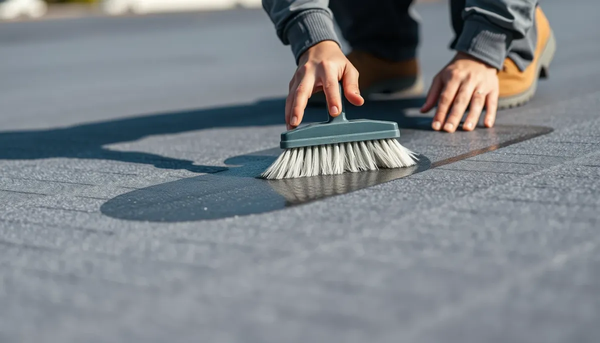 Entretien annuel d'une toiture EPDM : nettoyage de la membrane